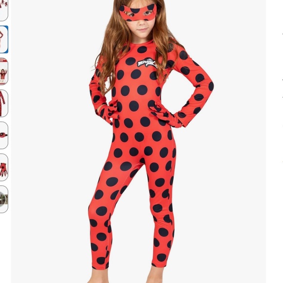 Miraculous Ladybug 4T Girls Cosplay Jumpsuit Gloves and Mask 3 Piece Costume Set - Picture 1 of 8